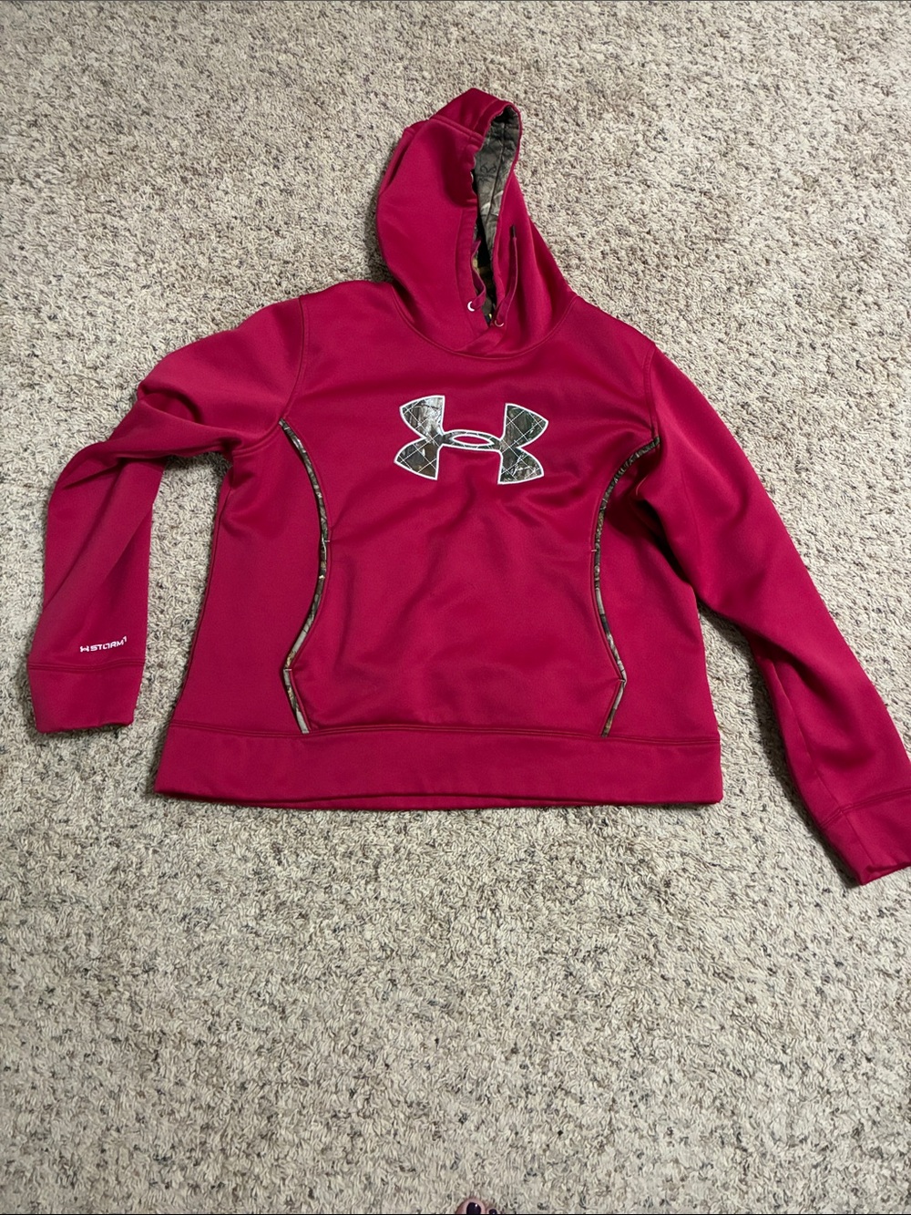 Under Armour Raspberry Hoodie with Camo Logo